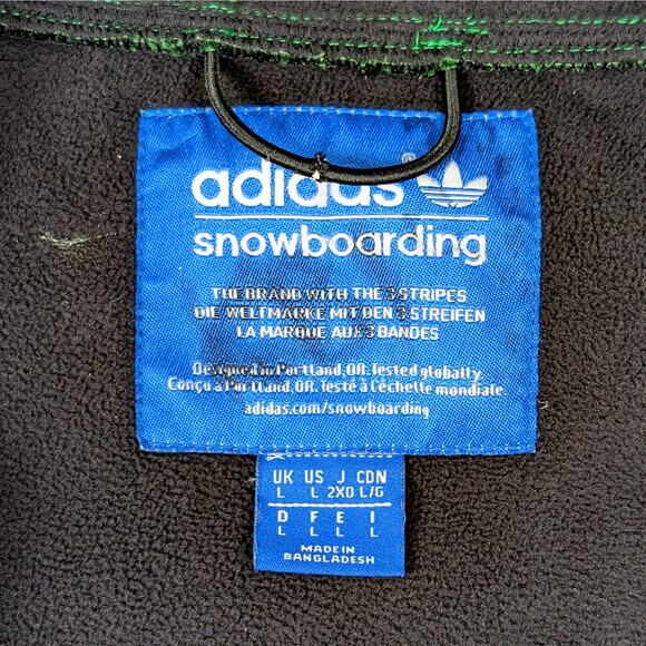 Adidas Originals Snowboarding Jacket Large Green Hooded Nylon Retro Rare 2012 - Picture 10 of 12